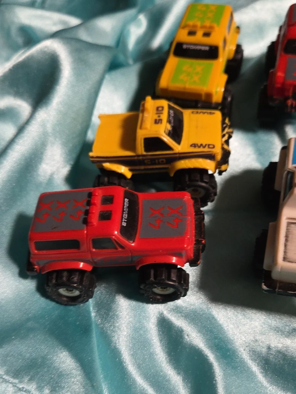 Assorted Kids Toy Monster Trucks - Red, Yellow, Green, White. Mcdonalds Toy Truc